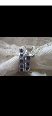 蓝色水晶结婚戒指套装 — 第 1/4 张图片