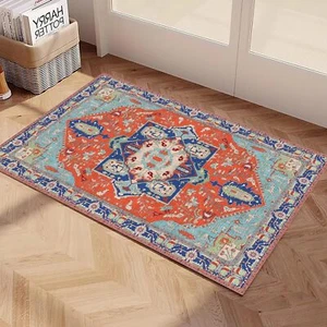 2x3 Oriental Entry Rug Washable Non-Slip Accent Throw Rug for Bedroom - Picture 1 of 7