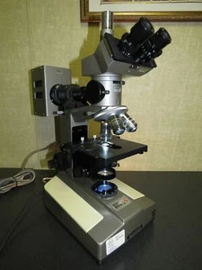 Olympus BH BHA Trinocular Microscope w/ UVFL 100 UVFL 40, UVFL 10 Objectives - Picture 1 of 12