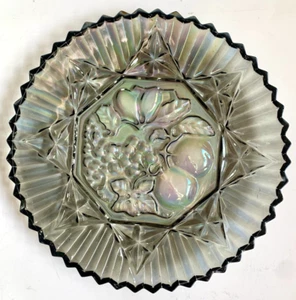 Vintage Bundesglas irisierende Rauch Karneval Glasplatte, Tablett Teller.  11 1/4" - Bild 1 von 9