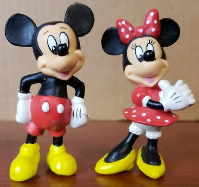Винтажные фигурки Disney 3 дюйма Mickey Minnie Mouse ПВХ для торта 90-е большие пальцы вверх танцы - Изображение 1 из 2