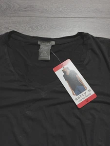 Matty M Shirt Adult Medium Black Short Sleeve V-Neck Twist Knot Womens - Picture 1 of 5