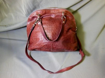 GIANNI CHIARINI Croc 压花棕色皮革挎包 斜挎包 意大利制造 很好 — 第 1/4 张图片