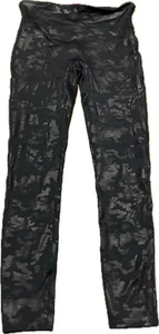 SPANX Women's Leggings Large Black Camo Metallic Seamless Compression - Picture 1 of 7