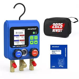 Digital Manifold Gauges HVAC Pressure Leakage Testing 92 Refrigerant Data LCD - Picture 1 of 14