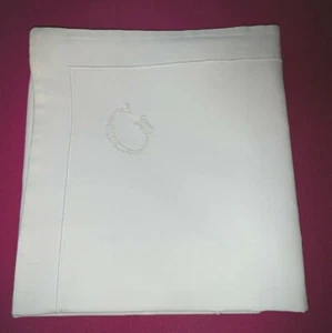 Ancienne taie d'oreiller en coton monogramme G 70 cm x 67 cm réf T20 - Picture 1 of 2