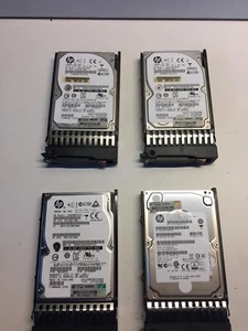 2 x HP 300GB 10K SAS HDD and 2 x hp 146 GB 15K with Caddy untested - Afbeelding 1 van 6