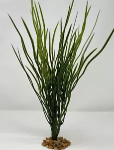 14” MD 3-stem Dark Green Willow BUSH plastic plant, stone base - Picture 1 of 4