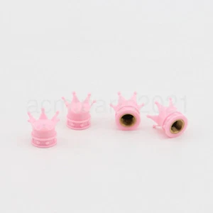 4X Motorcycle Pink Crown Air Tire Valve Stem Caps Fit For Honda Yamaha Suzuki - Picture 1 of 2