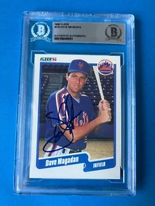 Dave Magadan Mets 1990 Fleer Card Signed Auto Beckett BAS Slabbed - Picture 1 of 2