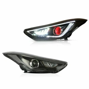 LED Projector Headlights Fit 2012-2015 Hyundai Elantra LED DRL Demon Eyes A Pair - Bild 1 von 12