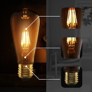 E27 LED Glühbirne ST64 6W Vintage Retro Edison Filament Birne Glühlampe - Bild 1 von 17