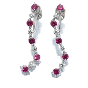 Auth MIKIMOTO Earrings Ruby 0.57/0.57ct Diamond 0.18/0.18ct 18K 750 White Gold - Picture 1 of 5