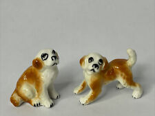 Vintage Bone China Puppy Dog Figures Miniatures Brown & White St Bernard