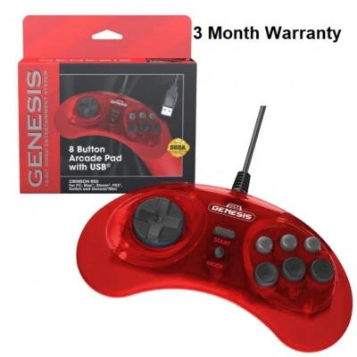 Retro-Bit Official Sega Genesis USB Controller 8-Button PC/Mac Raspberry Pi Red - Image 1 of 4