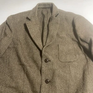 VTG Izod Luxury Mens Tweed Sports Blazer 3 Button Brown Sz Large - Picture 1 of 12