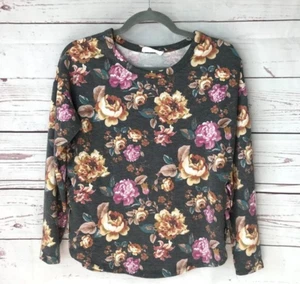The Line of Style Gray Floral Print Sweater Shirt Womens Long Sleeve Size Small - Imagen 1 de 7
