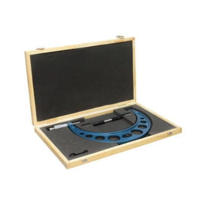 8-9 Inch Outside Micrometer .0001 Inch Graduation Wooden Case Solid Metal Frame