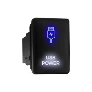 USB POWER - LED Push Button Replacement for TOYOTA (1.28 x 0.87 in) Blue/White - Picture 1 of 3