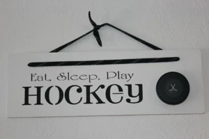 Hockey Wandschild Plakette Dekor Hockey Puck, Hockey Spitze Aufhänger - Spitze Farboption - Bild 1 von 6
