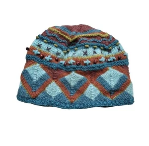 Icelandic Design Newari Wool Hat Beaded Embellished Cap Nepal Handcrafted OSFM - Picture 1 of 6