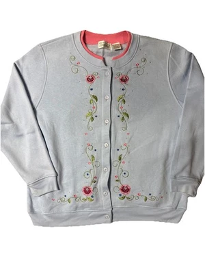 Sudadera Shenanigans Vintage Mujer Bordada Azul Claro Floral Grande Foto 1 de 4