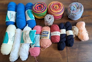 BULK LOT 15+ Skeins Cakes Yarn Wool Acrylic Rowan Wensleydale Maxim ALL COLORS - Picture 1 of 6