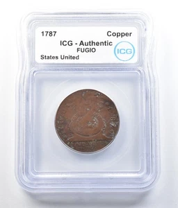 1787 Fugio Cent States United Copper Authentic ICG *7836 - Picture 1 of 3