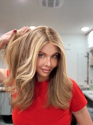 Peluca Cabello Humano 100% Remy Europea MARRÓN CLARO Y RUBIO 19" Enraizada PEQUEÑA Foto 1 de 4