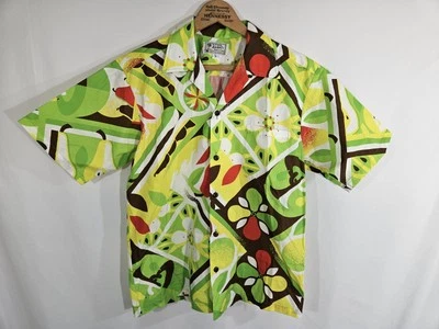 Camisa Hawaiana Avanti Vintage Estampado Floral Fruta Brillante Talla S 100% Algodón Foto 1 de 4