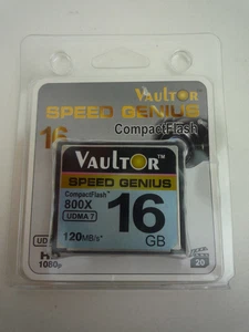 VAULTOR SPEED GENIUS 16GB COMPACT FLASH UDMA7 800X 120mbs NEW & SEALED - Picture 1 of 2