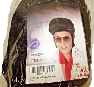 Best Quality Hair  Elvis Rock Legend Costume Wig SD5087 Black Adult Halloween - Picture 1 of 13