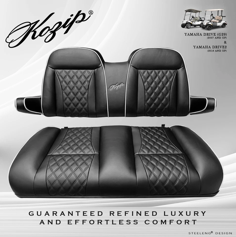 'KOZIP' YAMAHA G29 / Drive2 GOLF CART FRONT SEAT/BACKREST CUSHION SET (BLACK) - Image 1 of 3