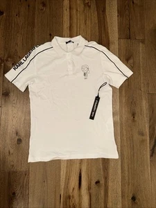 NEW NWT MENS LARGE Karl Lagerfeld Paris Polo AUTHENTIC White Black MSRP$119 - Picture 1 of 6