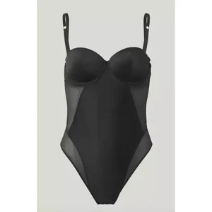 $260 Wolford Stretch Silk Bodysuit NEW Wired Bodysuit in Black Size MB - Picture 1 of 12