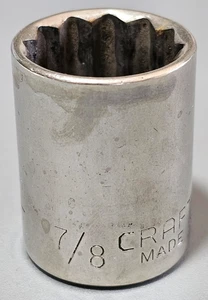 Craftsman 7/8" Zócalo Poco Profundo 1/2" Unidad 12 Puntos Invertido G 47512 Hecho en EE. UU. - Imagen 1 de 5