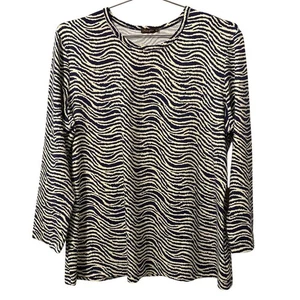 J McLaughlin Dark Blue and White Catalina Cloth 3/4 Sleeve Top XL - Picture 1 of 6