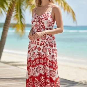 Neu mit Etikett Calypso St Barth Boho Strand Maxikleid Muschelmuster Spaghettiträger S - Bild 1 von 7