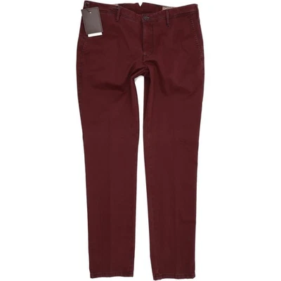 MMX Rex Men Burgundy Skinny Slim Chino Stretch Trousers W36 L34 (50177) - Image 1 of 4