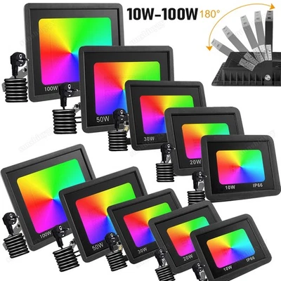 RGB LED Fluter Außen Strahler Flutlicht Scheinwerfer Gartenlampe Dimmbar 10-100W - Bild 1 von 4