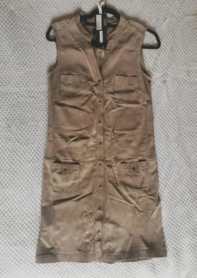 Real Leather Suede Taupe A Line tunic Dress UK Size 6  - 60s 70s Style Bnwt - Image 1 of 4