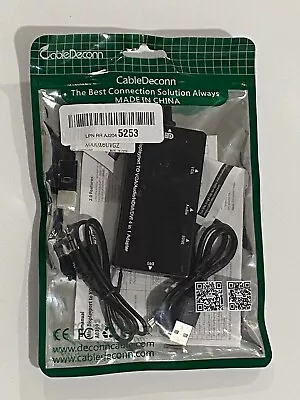 CABLEDECONN Mini Display Port DP To HDMI DVI VGA Adapter 4 Laptop Desktop 4 In 1 - Image 1 of 4