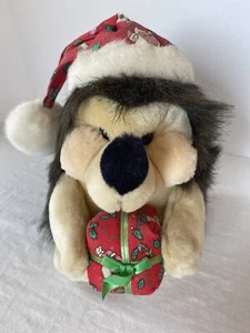 Fiesta 9” Hedgehog Plush Stuffed animal Christmas with present and santa hat vtg - Picture 1 of 11