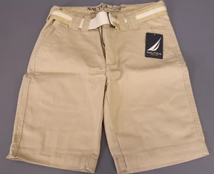 Nautica Boy's Belted Chino Shorts, S Color 213 Tan Acorn - Picture 1 of 4
