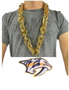 New NHL Nashville Predators BIG Fan Chain Gold Necklace 3D Foam - Picture 1 of 4