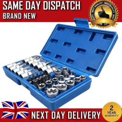 Torx Star Socket & Bit Set Male Female E & T Sockets with Torx Bits + Case 34pcs - Image 1 of 4