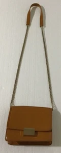 FOREVER 21 Tan Mini Faux Leather Gold Chain Shoulder Bag PREOWNED - Picture 1 of 6