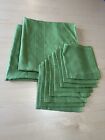 Vintage Tablecloths (2) and Napkin (8) set of 10 Pea Green Card table 