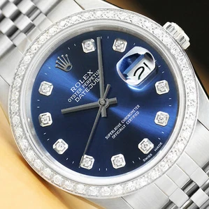 MENS ROLEX DATEJUST 16234 DIAMOND 18K WHITE GOLD & STAINLESS STEEL BLUE WATCH - Picture 1 of 9