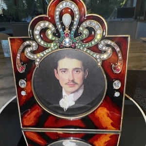 JAY STRONGWATER BLACK/RED PEARL CRYSTAL ENAMEL FRAME NEW w/tag - Picture 1 of 8